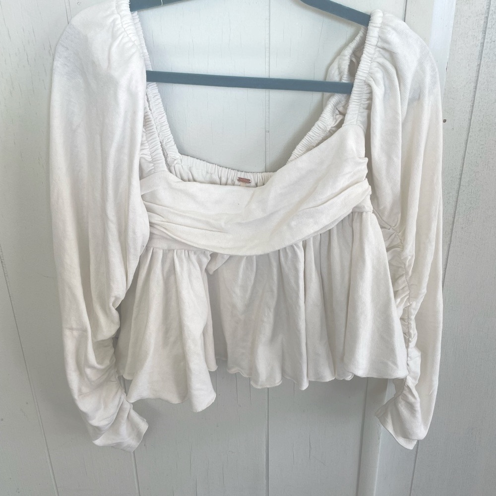White free people long sleeve square neck baby doll too small